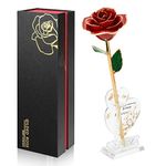 Ariceleo Gold Dipped Infinity Rose Last Forever Flower Decor, Birthday Gift for Women in Her Birthday Valentines Day Mothers Day, Resin Preserved Rose | Anniversary Present for Mom (Red)