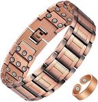 Feraco Copper Bracelets for Men,Pure Copper Magnetic Jewelry with 3 Row Neodymium Magnets,Adjustable Size,Gifts for Men