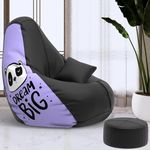 Pi Bean Bags with Beans Filled XXXL Bean Bag with Free Cushion and Footrest - Official : PrintopiaBean Combo (Matching Color : Printed, Dream Big - Black Lavender)