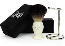 Pure Black Badger Hair Shaving Brush in Ivory Color Base with Brush Stand/Holder Comes with The Designer Box Gift Ideas for Men