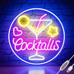 XIYUNTE Cocktails Neon Sign Dimmable Cocktail Neon Bar Signs for Home Bar USB Powered Martini Neon Signs for Wall Decor Bar Club Pub Man Cave Decor
