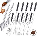 12Pcs Chocolate Dipping Set, Stainless Steel Dipping Fork Set, Cheese Fondue Forks Tools with Heat Insulation Handle, Roasting Sticks Marshmallow for Fruit Candy Cake