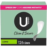 U by Kotex Clean & Secure Panty Liners for Women (Previously 'Security LightDays'), Light Absorbency, Extra Coverage, 126 Count (Packaging May Vary)