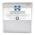 Sealy Baby Cooling Moisture Wicking Fitted Waterproof Baby Crib Mattress Protector, Crib Mattress Topper, Crib Mattress Pad, Toddler Bed Mattress Protector, Machine Wash/Dryer Friendly 52”x 28”- White