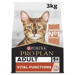 PRO PLAN Adult 1+ VITAL FUNCTIONS Rich in Salmon Dry Cat Food 3kg, Pack of 4