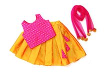 MVD Fashion Girl's Cotton Full Stitched Readymade Lehenga Choli (Diwali-01, Rani-Mustard, 2 to 3 Years)