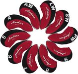 Andux Golf Iron Club Head Covers 10pcs/Set Black/red MT/A02