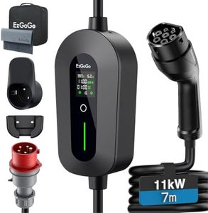 EzGoGo Mobile Wallbox 11kW Ladegerät Typ 2 (3-phasig) mit 7m Ladekabel CEE 16A auf Typ 2 | EV Ladestation mit Einstellbarer Stromstärke [6/8/10/13/16A] | Hochwertiger IP65 Schutz | Für EVs & PHEVs