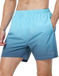 EZRUN Men's 5 Inches Running Workout Shorts Quick Dry Lightweight Athletic Shorts with Liner Zipper Pockets,Gradient Blue,XL