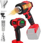 Cordless Heat Gun for Milwaukee m18 Battery, 1022℉ Battery Powered Heavy Duty Heat Shrink Gun, with LED LCD screen showing temperature 3pcs Nozzles for Crafts,(Battery Do NOT Include)