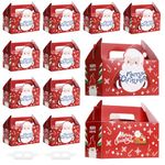 Coolty 50pcs Cupcake Boxes 2 Holes Cardboard Packaging Boxes Bakery Pastry Boxes with Handle for Cookies Muffins Cupcakes Desserts Pies (Christmas Red)