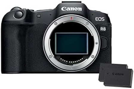 Canon EOS R8 + Extra Battery- 24.2MP Full-Frame Mirrorless Camera, Dual Pixel CMOS AF II - 4K up to 60p - Up to 40 FPS Cont. Shooting, Touch Screen, Bluetooth, Wi-Fi & USB-C Connectivity- 2x Batteries