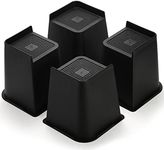 Hiceeden 4 Pack Heavy Duty Bed Risers, 6 Inch Lift Couch Furniture Risers, Bed Lifts Risers Raising Blocks Extenders for Table, Desk, TV, Supports Up to 4400 Lbs(Black, Trapezium)
