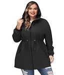 Hanna Nikole Women's Plus Size Waterproof Rain Jacket Lightweight Windbreaker Raincoat Outdoor Windproof Running Golf Cycling Jacket with Hood Black 22