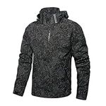 Hikevitang Men's Lightweight Waterproof Rain Jacket,Shell Hooded Outdoor Raincoat Hiking Windbreake jacket(R6226-FY-BL-M)