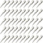 BetterJonny 50 Pack 1.75 Inches Single Prong Hair Clips Silver Section Clips Metal Clips Hair Pins for Curls