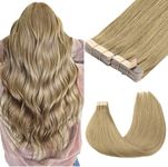 GOO GOO Tape in Hair Extensions Human Hair, 7 Bronde,14inch 100g 40pcs, Thick Ends Straight Seamless Tape in, Invisible Tape in Hair Extensions Human Hair