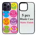 JUSTRY 5 Sets Sublimation Blanks Phone Case Bulk Covers Compatible with Apple iPhone 15 Pro Max, 6.7-Inch (2023), 2 in 1 2D Soft Rubber DIY Customizable Sub Cases + Insert Matte,Easy to Sublimate