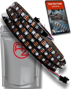 AZDelivery 5M WS2812B - Striscia LED RGB, 60 LED/m, 60 pixel/m, con 5050 SMD LED, IP65, colore nero, impermeabile, antipolvere