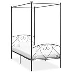 vidaXL Canopy Bed Frame Single Solid Base Bedroom Furniture Grey Metal 100x200cm