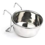 PETS EMPIRE Stainless Steel Birds Coop Cup with Hook Holder, Bird Cage Feeder Bowl, Cup Bird Water Bowl, Food Dish Feeder for Sparrows, Parrots, Canary, Parakeets - 850 Ml