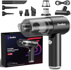 Svoko 4-in-1 Portable Vacuum Cleaner for Car Use,10000Pa Powerful Suction, Rechargeable Battery, Brushless DC Motor, Low Noise, for Home, Car Small Handheld Vacuum Cleaners for Dust
