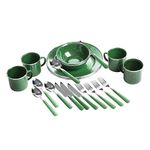 Stansport Unisex's Green Enamel Camping Tableware Set-24 Pieces, One Size