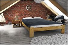 Nodax King Size Bed Frames – Solid Pine Wooden Bed Frame for Adults, F15 Easy Assemble Bed with Sturdy Slats & Extra Four Supportive Legs, Comfortable Bedroom Furniture | (150 x 200 cm, Oak)