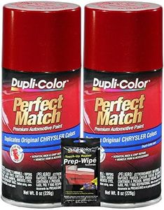 Dupli-Color Inferno Red Metallic Perfect Match Automotive Paint for Chrysler Vehicles - 8 oz, Bundles with Prep Wipe (3 Items)