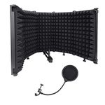 JBER Professional Microphone Isolation Shield with Microphone Pop Filter,Absorbing Foam Reflector Folding Panel,Suitable for blue yeti and any condenser microphone recording equipmentï¼Ë†5 Foldï¼â€°