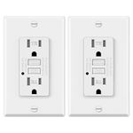 ELECTECK 2 Pack GFCI Outlets 15 Amp, Tamper Resistant (TR), Decor GFI Receptacles with LED Indicator, Ground Fault Circuit Interrupter, Decorative Wallplate Included, ETL Certified, White