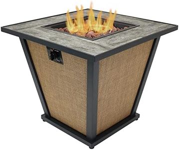 Sunnydaze Reykir 24-Inch H Square Fire Pit with Tile Tabletop and Rafa Fabric Sides - Ideal for The Patio, Deck or Backyard