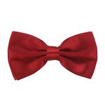 BOROLA Elegant Pre-tied Adjustable Men's Bow Tie for Men Boys (Dark Red)