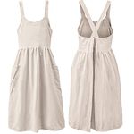 Uaussi Cotton Linen Apron Cross Back Work Apron for Women with Pockets Pinafore Dress X Cross Halter Apron for Chef Gardening, Beige, One Size