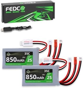 FEDCO 7.4V Lipo Battery 2S 35C 850mAh Rechargeable Lipo Battery JST & MJ & PH2.0 & MX2.0 Plug Connector With USB Charger For SCX24 CR18P FCX18 FCX24 Upgrades and More 1/18 1/24 RC Car Boat RC Airplane