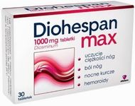 DIOHESPAN MAX 30 tablets - Micronized Diosmin 1000mg - Swelling Legs Pain Cramps Relief - Spider Varicose Veins Relief - Effective Anti Cellulite Natural Treatment NEW