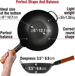 YOSUKATA 30cm Carbon Steel Wok – Stir Fry Pan for Gas & Induction