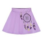 YouGotPlanB Girl's Above Knee Dream Catcher Skater Skirt | Soft & Breathable Fabric | No-Mark Elastic | Casual Wear 10 Years to 12 Years Purple