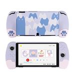 GeekShare Cute Cat Paw Ergonomic Protective Case Cover Compatible with Nintendo Switch OLED Console and Joy Con, Shock-Absorption and Anti-Scratch Slim Cover Skin for Switch OLED Model (Purple)