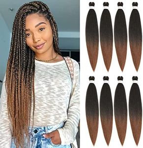 X-Tress 24"Easy Braids 8 Packs Spectra Pre-Stretched Braid Hair Ombre Brown Hair Extension Synthetic Hair for Braiding 2 Tone Braids Yaki Braiding Hair Crochet Twist Braids Ombre Light Brown(T1B/30)