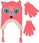 Girls Knitted Animal Beanie Winter Hat and Glove Set [4015] (Fox Hat)