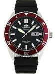 ORIENT RA-AA0011B Men's Kano Silicone Band Red Bezel Black Dial Automatic Dive Watch, Red, Dive Watch