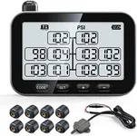 GUTA Trailer Tire Pressure Monitoring System, Trailer TPMS with 8 Sensors, 6 Alert Modes, Signal Booster, Power Saving Display, Long Sensing Distance, for 3 Trailers (T1/T2/T3), for RV, Trailer