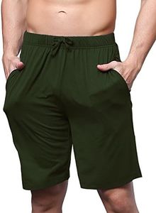 GYS Men's Bamboo Viscose Pajama Shorts Soft Lightweight Knit Sleepwear Shorts with Pockets, Army Green, X-Large