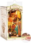 Rowood Book Nook,Booknook DIY Kit with Dust Cover,3D Wooden Puzzle Decorative Bookend Miniature Dollhouse Kit Bookshelf Insert Alley,Crafts for Adults on Birthday Christmas -Floral Corner