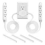 K KASONIC 3 Prong 12 Feet Twin Extension Cord Power Strip, 6 Feet on Each Side, Flat Head Outlet Plug, 6 Outlets, Double Extension Cord Splitter for Indoor Use, ETL Listed, White