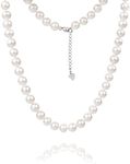 BURLAP LIFE Freshwater Cultured AAA Quality Genuine Real Pearl Strand Necklace for Women Fine Jewelry Valentine's Day Gifts for Her 16inch 6.0-6.5mm