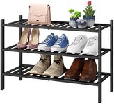 3-Tier Black Bamboo Shoe Rack for E