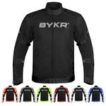 BYKR Mesh Motorcycle Jacket For Men Dual Sports Adventure Breathable Riding Protective Motorbike Jackets Enduro CE Armored, Black, XX-Large