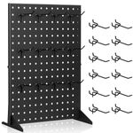 Peg Board Display Stand With Pegboard Hooks - Black Metal Retail Display Racks for Craft Shows for Selling Crafts, Jewelry, Accessories, Earrings, Keychains for Boutiques, Stores, Vendors & Events -